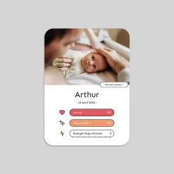 Faire-part Naissance Original | Faire-part Naissance Fille^Planet cards Les stats de bébé