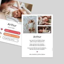 Faire-part Naissance Original | Faire-part Naissance Fille^Planet cards Les stats de bébé