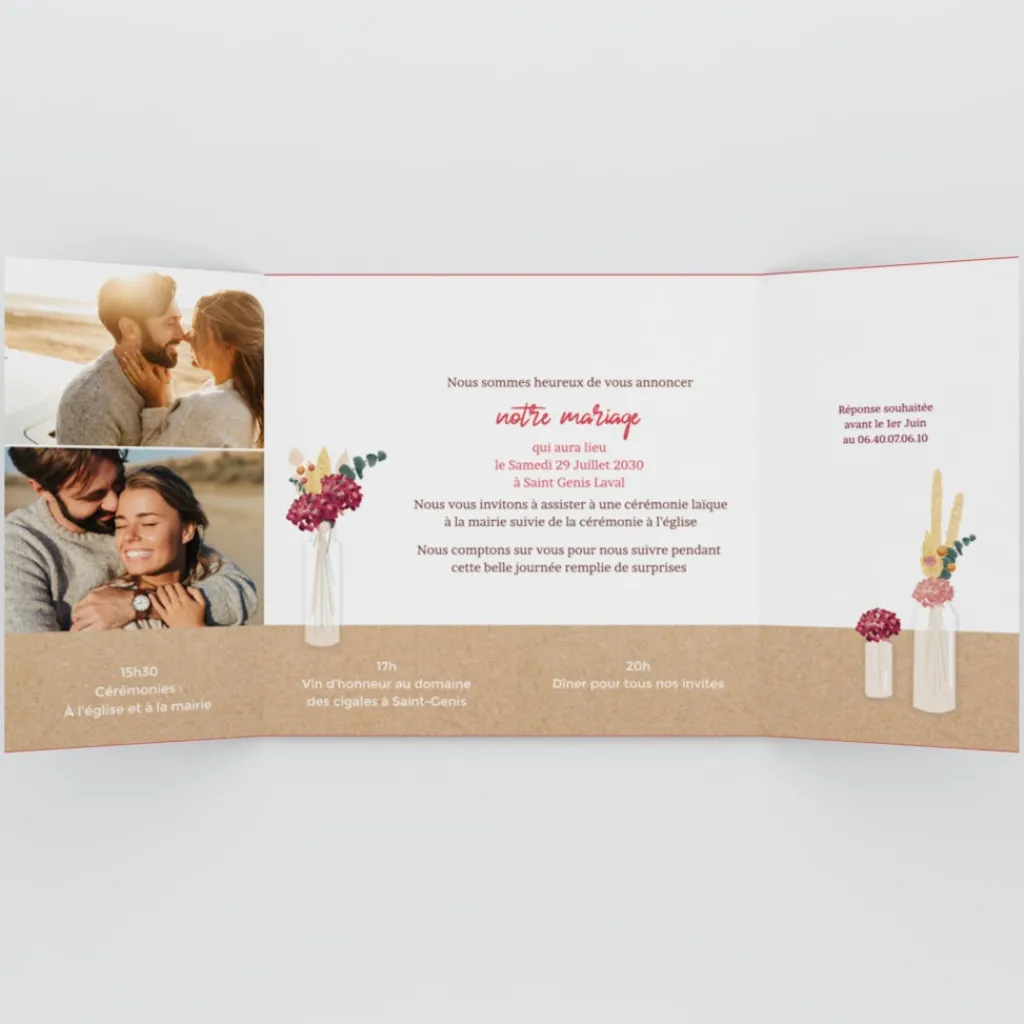 Faire-part Mariage Bohème | Faire-part Mariage Champêtre^Planet cards Les Vases