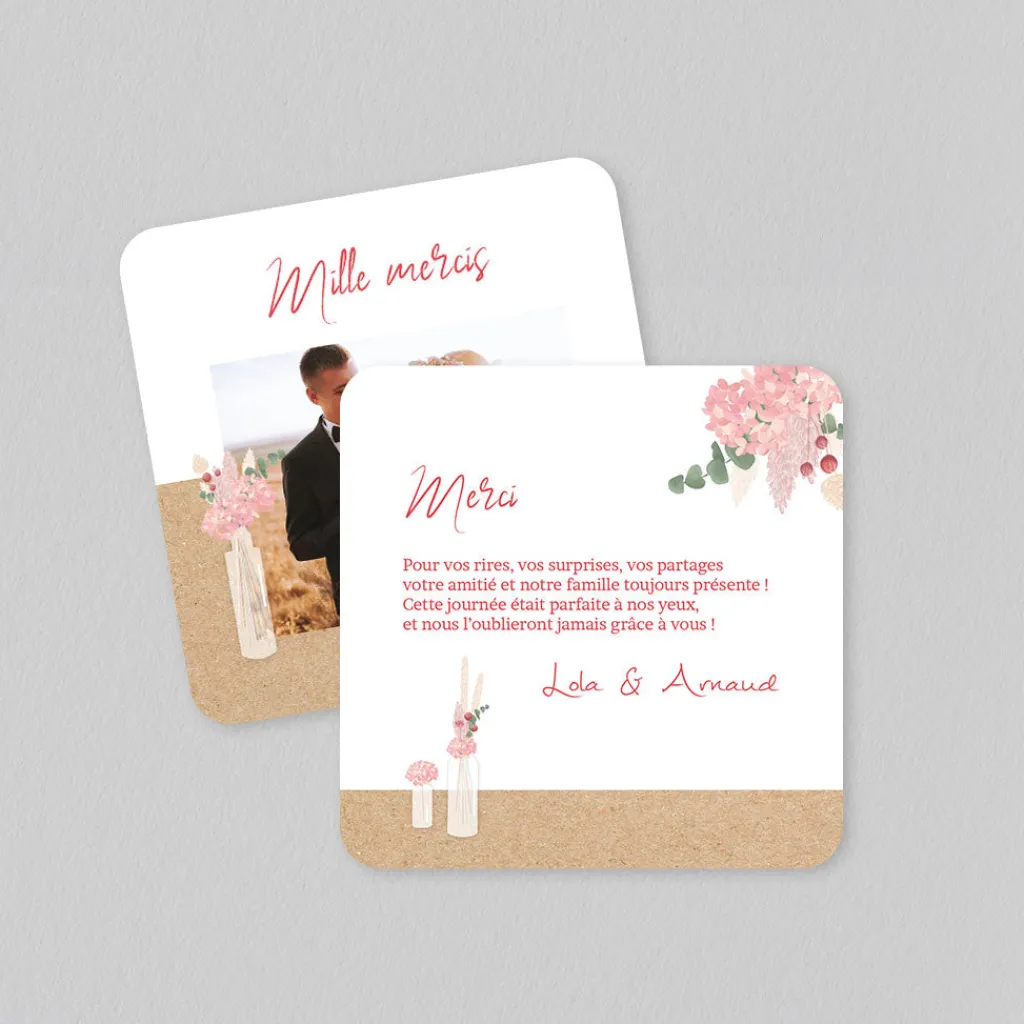 Carte Remerciement Mariage Champêtre^Planet cards Les Vases Champêtres