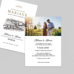 Faire-part Mariage Dorure | Faire-part Mariage Champêtre^Planet cards L'Etiquette de Vin