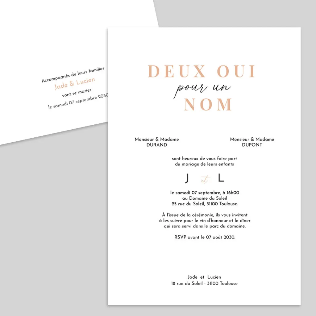 Faire-part Mariage Chic^Planet cards Élégance et Typo