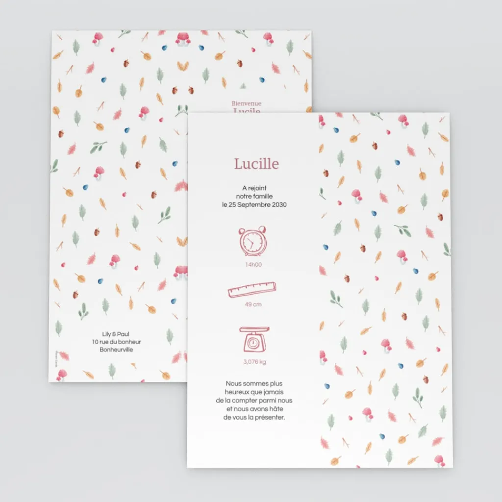 Faire-part Naissance Marque-page^Planet cards Liberty aux couleurs de l'automne