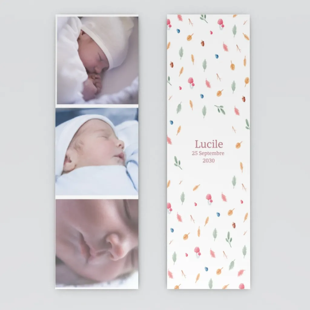 Faire-part Naissance Marque-page^Planet cards Liberty aux couleurs de l'automne