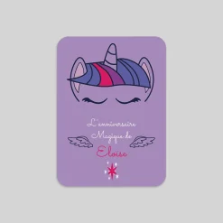 Carte Invitation Anniversaire Enfant Fille^Planet cards Licorne Violette et Étoiles