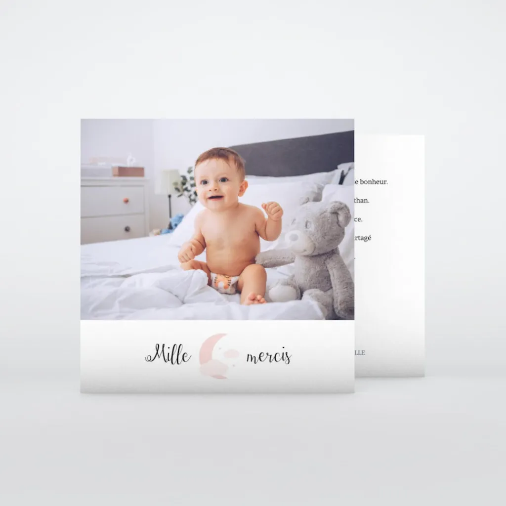 Carte Remerciement Naissance Classique^Planet cards Lune Et Petits Nuages
