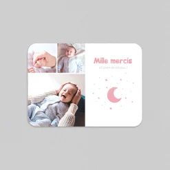 Carte Remerciement Naissance Fille^Planet cards Lune Étoilée