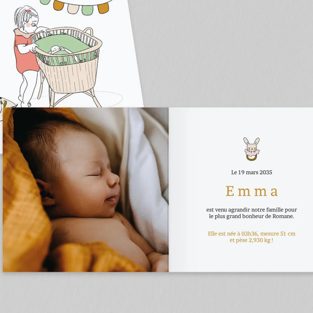 Créations En Collaboration | Faire-part Naissance Fille^Planet cards Ma grande Soeur