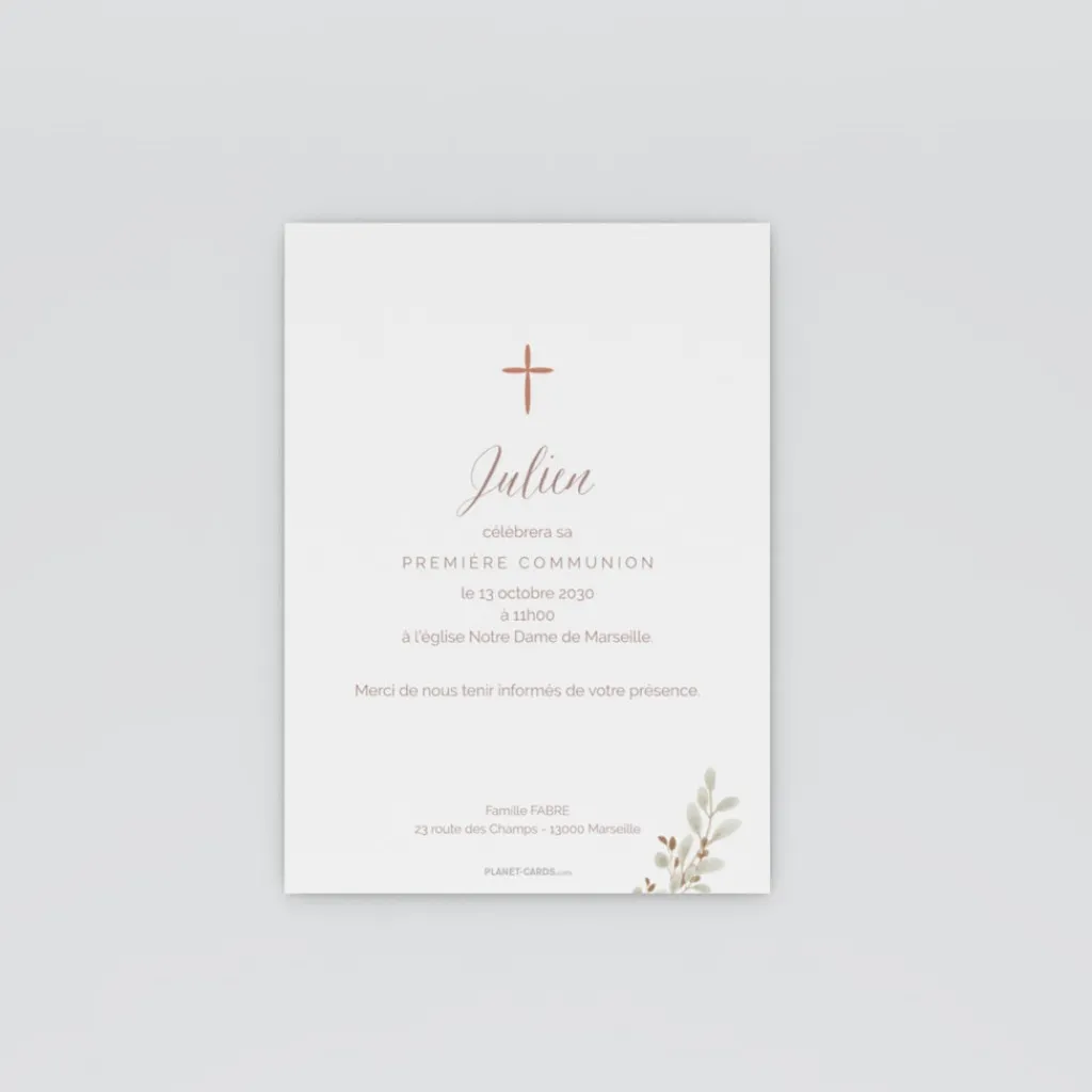 Faire-part Communion^Planet cards Ma Journée Religieuse