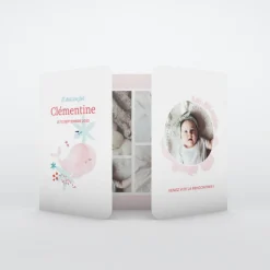 Faire-part Naissance Animaux | Faire-part Naissance Magnet^Planet cards Ma petite baleine Rose