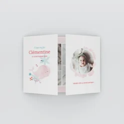 Faire-part Naissance Animaux | Faire-part Naissance Magnet^Planet cards Ma petite baleine Rose