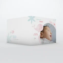 Faire-part Naissance Animaux | Faire-part Naissance Magnet^Planet cards Ma petite baleine Rose