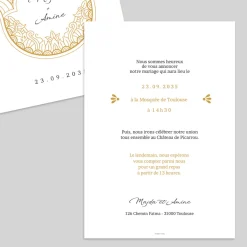 Faire-part Mariage Dorure^Planet cards Main de Fatma
