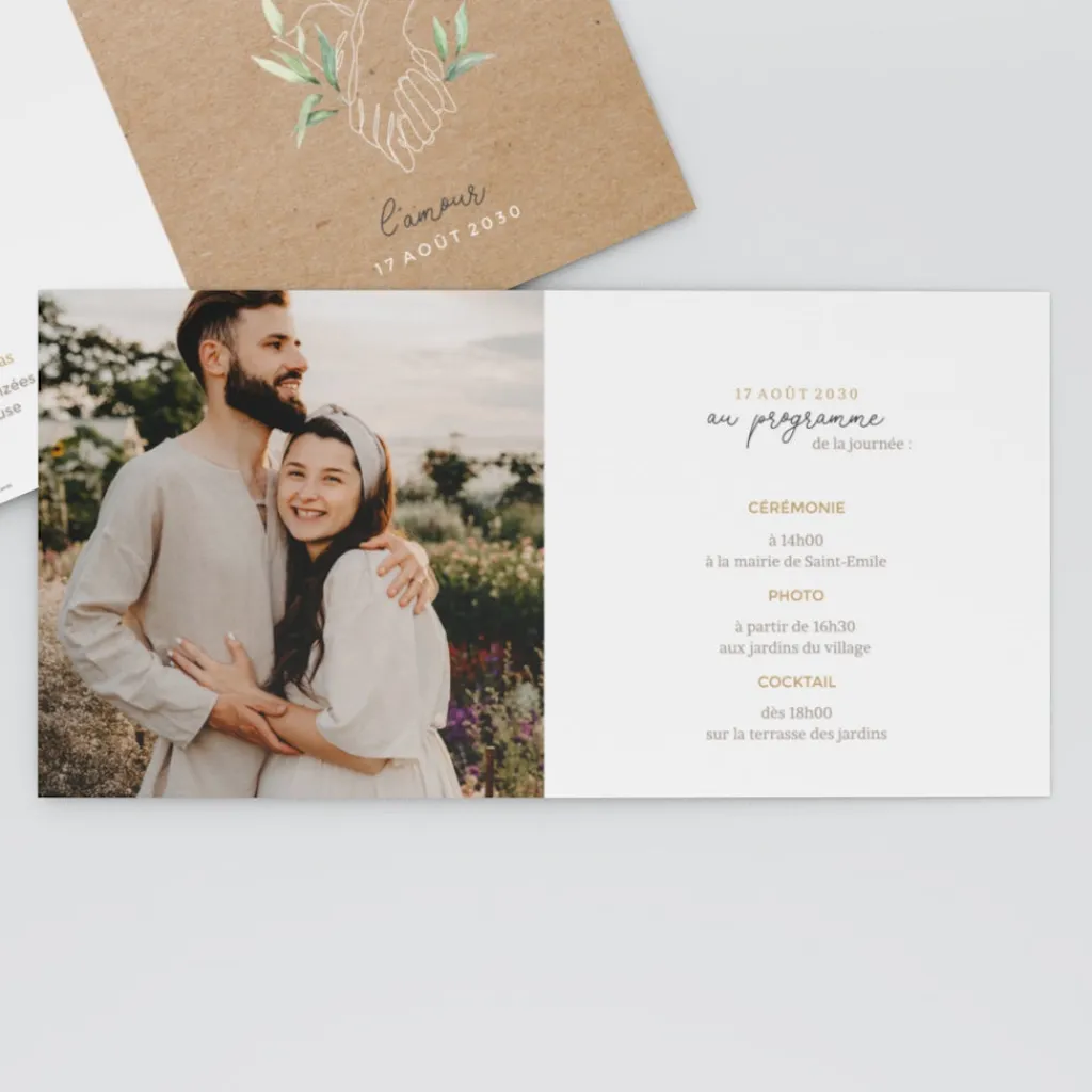 Faire-part Mariage Bohème | Faire-part Mariage Champêtre^Planet cards Mains Végétales