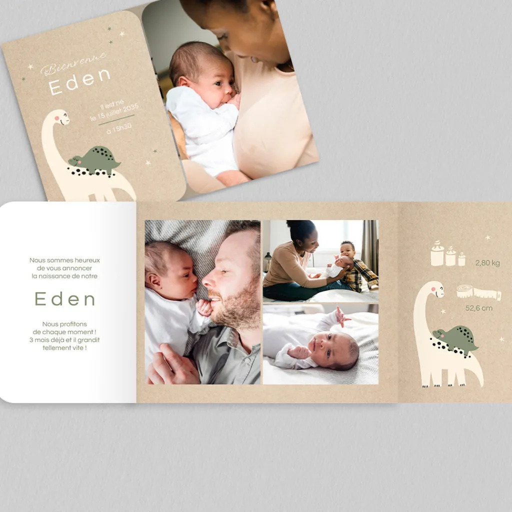 Faire-part Naissance Animaux | Faire-part Naissance Garçon^Planet cards Maman et Bébé Dino