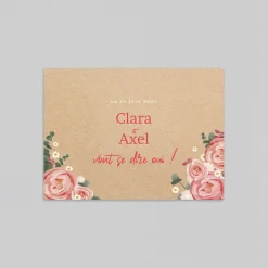 Faire-part Mariage Bohème | Faire-part Mariage Champêtre^Planet cards Marguerites et Roses