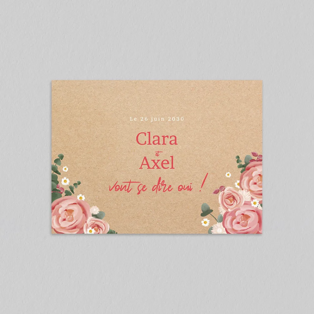 Faire-part Mariage Bohème | Faire-part Mariage Champêtre^Planet cards Marguerites et Roses