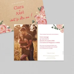 Faire-part Mariage Bohème | Faire-part Mariage Champêtre^Planet cards Marguerites et Roses