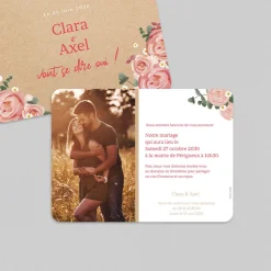 Faire-part Mariage Bohème | Faire-part Mariage Champêtre^Planet cards Marguerites et Roses
