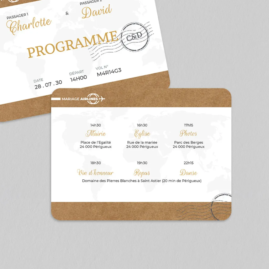 Programme De Mariage^Planet cards Mariage Airlines