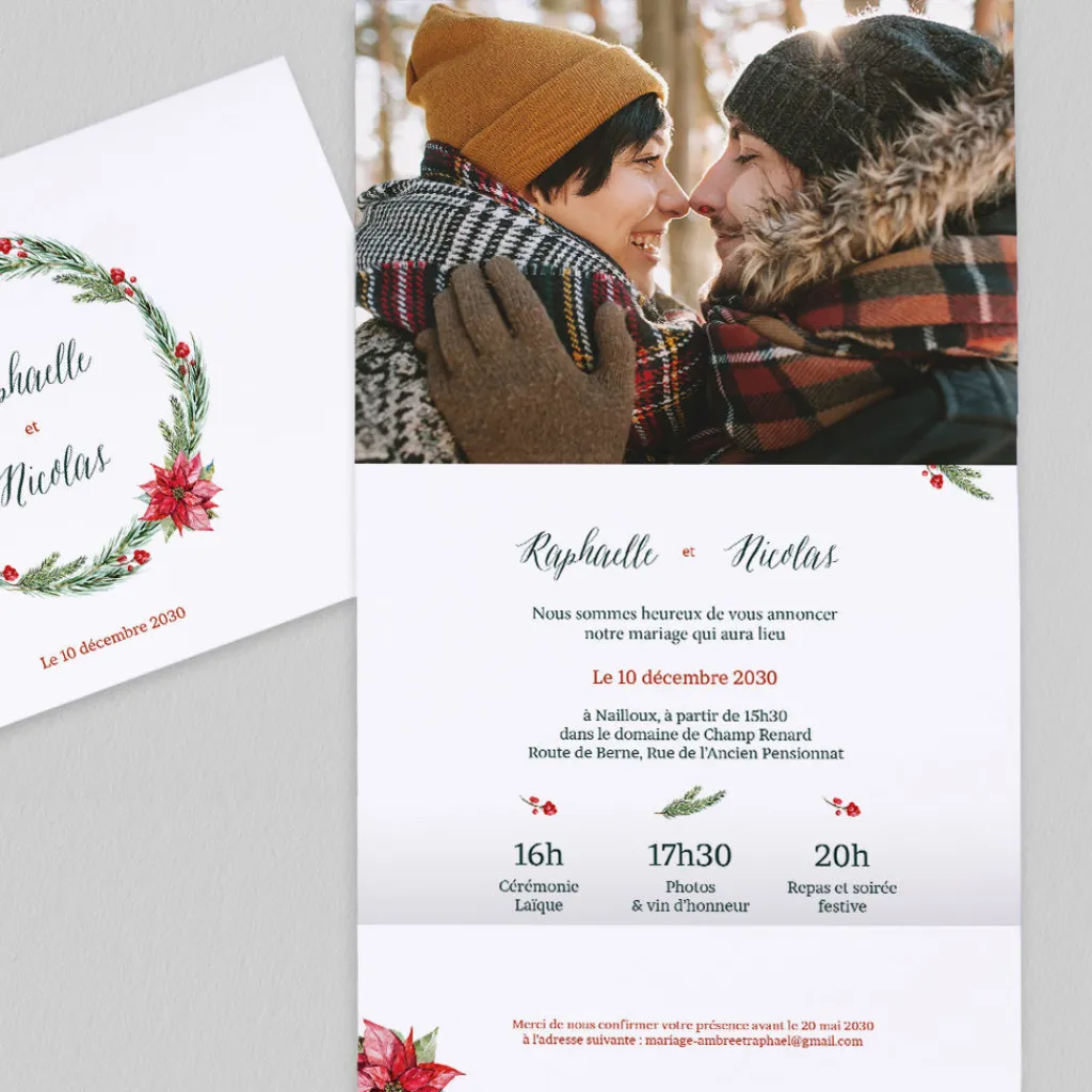 Faire-part Mariage Champêtre^Planet cards Mariage Hivernal Délicat
