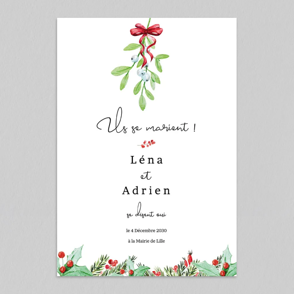 Faire-part Mariage Champêtre^Planet cards Mariage sous le gui