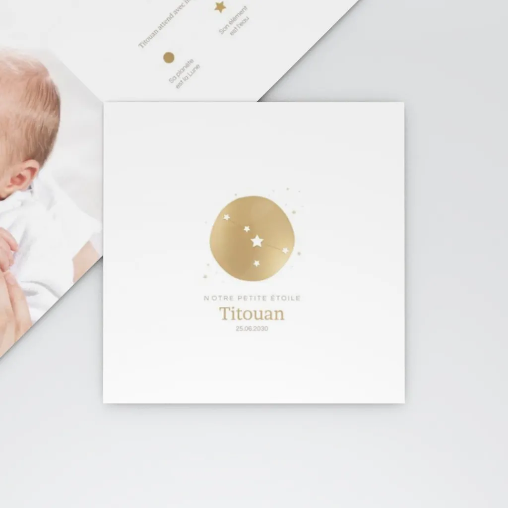 Faire-part Naissance Fille | Faire-part Naissance Garçon^Planet cards Médaillon Constellation Cancer