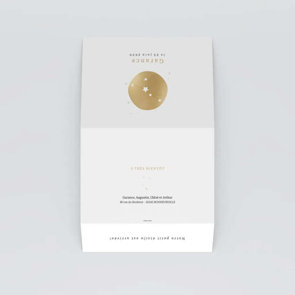 Faire-part Naissance Fille | Faire-part Naissance Garçon^Planet cards Médaillon Constellation Cancer
