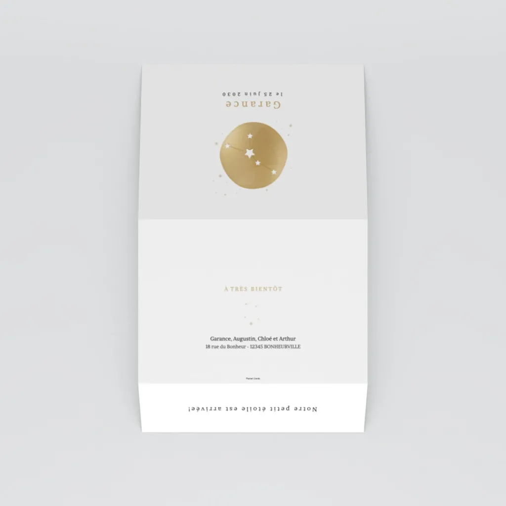 Faire-part Naissance Fille | Faire-part Naissance Garçon^Planet cards Médaillon Constellation Cancer