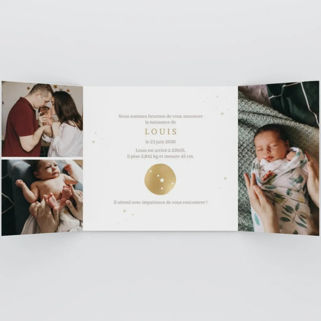 Faire-part Naissance Fille | Faire-part Naissance Garçon^Planet cards Médaillon Constellation Cancer