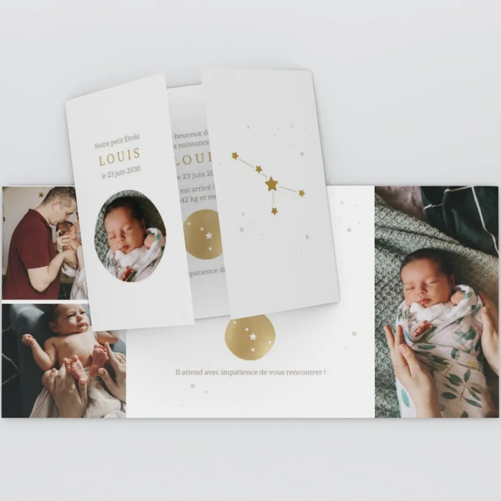 Faire-part Naissance Fille | Faire-part Naissance Garçon^Planet cards Médaillon Constellation Cancer
