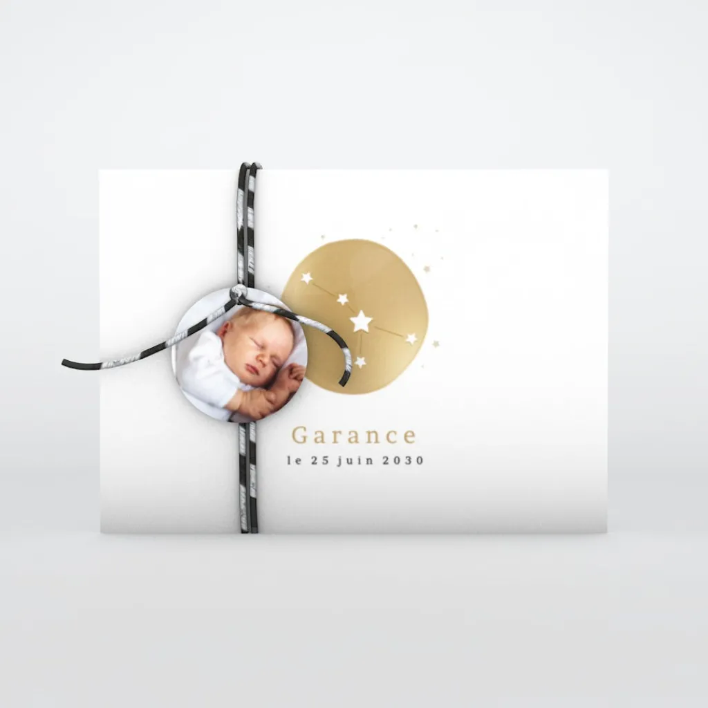 Faire-part Naissance Fille | Faire-part Naissance Garçon^Planet cards Médaillon Constellation Cancer