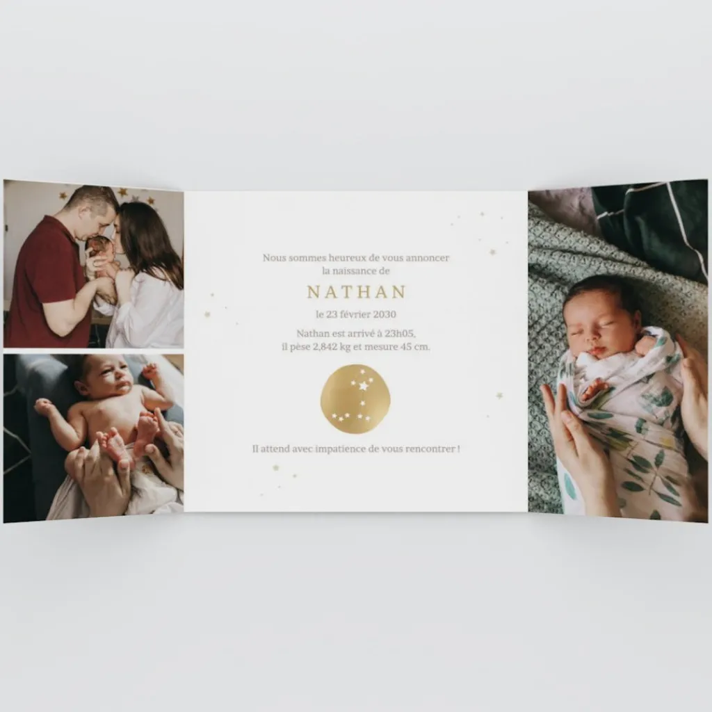 Faire-part Naissance Fille | Faire-part Naissance Garçon^Planet cards Médaillon Constellation Poisson