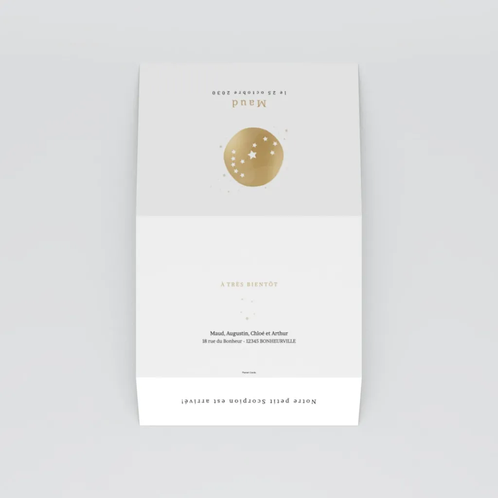 Faire-part Naissance Fille | Faire-part Naissance Garçon^Planet cards Médaillon Constellation Scorpion