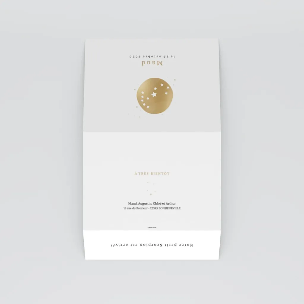 Faire-part Naissance Fille | Faire-part Naissance Garçon^Planet cards Médaillon Constellation Scorpion