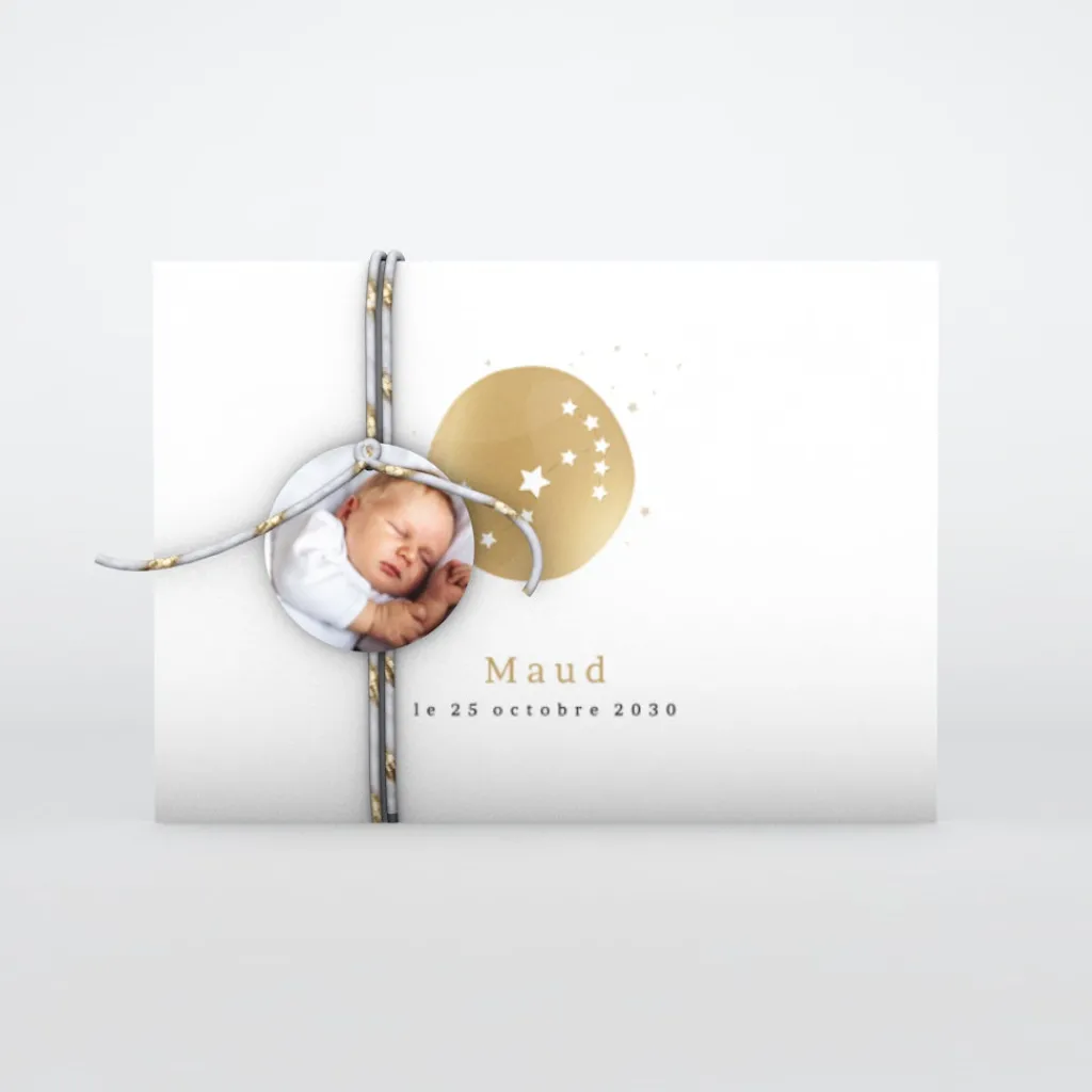 Faire-part Naissance Fille | Faire-part Naissance Garçon^Planet cards Médaillon Constellation Scorpion