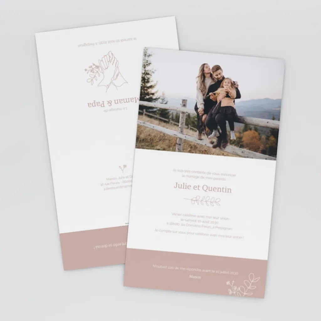 Faire-part Mariage Bohème | Faire-part Mariage Champêtre^Planet cards Mes Parents, Main Dans La Main