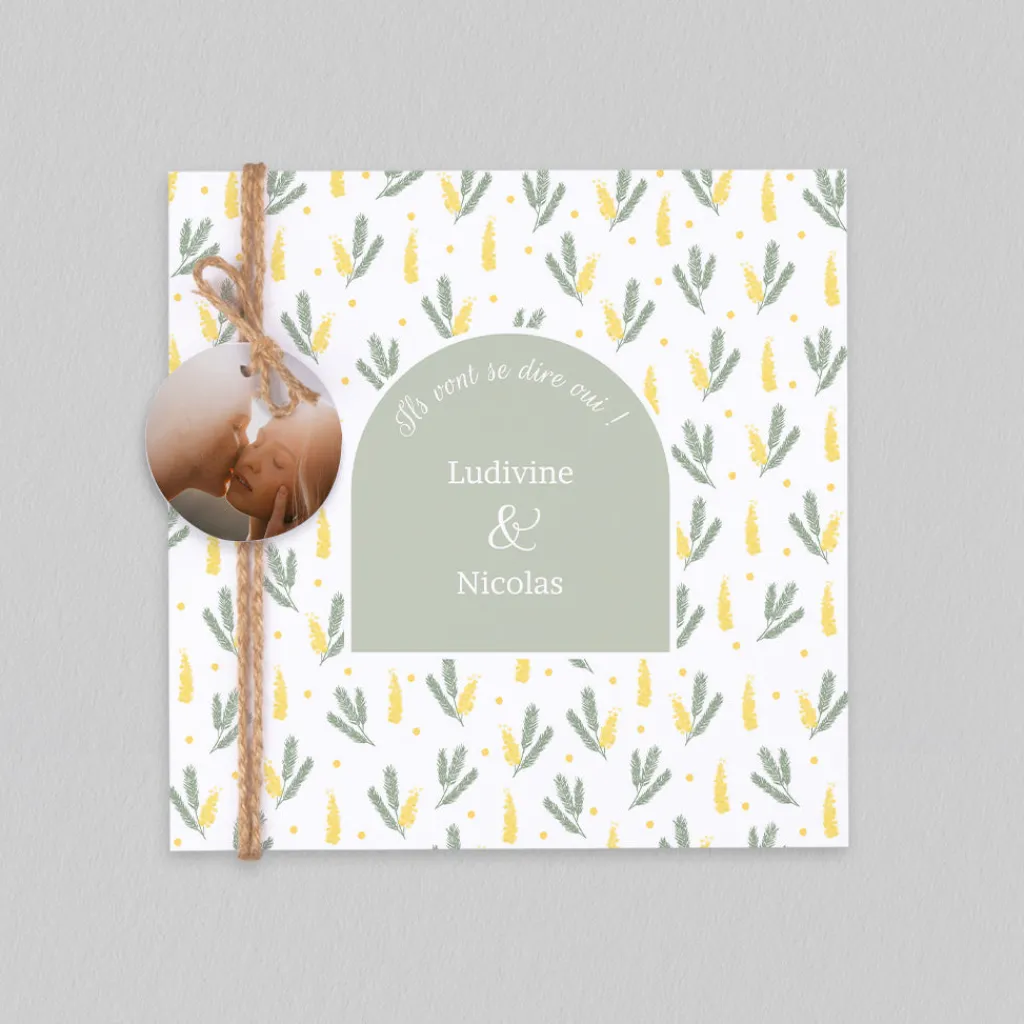 Faire-part Mariage Champêtre^Planet cards Mimosa Champêtre