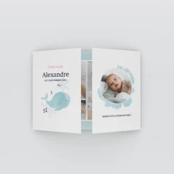 Faire-part Naissance Animaux | Faire-part Naissance Garçon^Planet cards Mon Doudou Baleine Turquoise