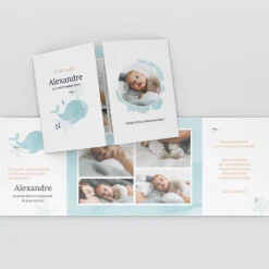Faire-part Naissance Animaux | Faire-part Naissance Garçon^Planet cards Mon Doudou Baleine Turquoise