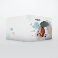 Faire-part Naissance Animaux | Faire-part Naissance Garçon^Planet cards Mon Doudou Baleine Turquoise