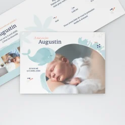 Faire-part Naissance Animaux | Faire-part Naissance Garçon^Planet cards Mon Doudou Baleine Turquoise