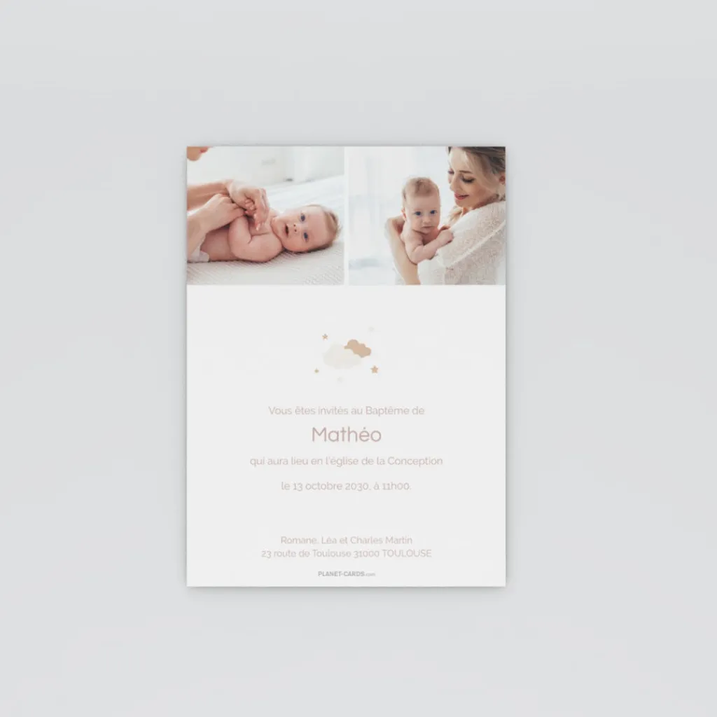 Faire-part Baptême Civil^Planet cards Mon Univers Tout Doux