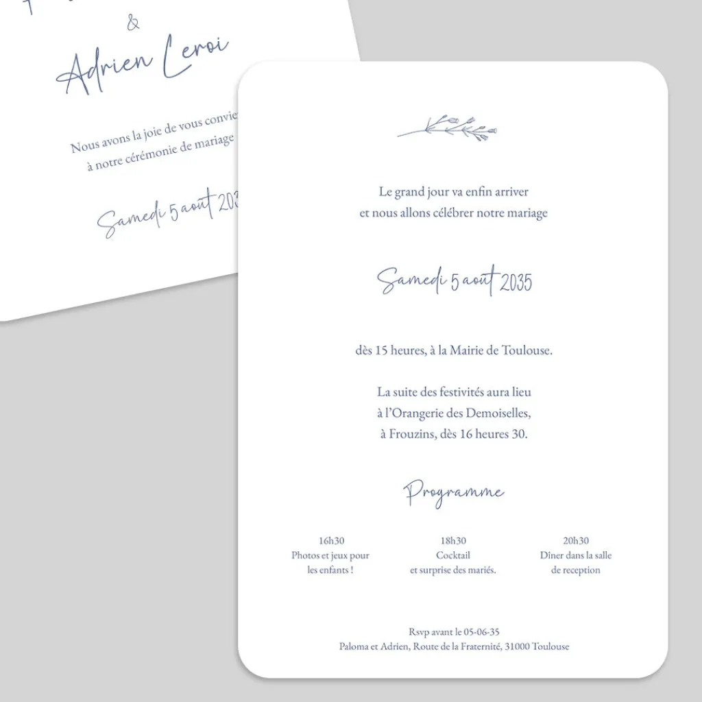 Faire-part Mariage Chic | Faire-part Mariage Champêtre^Planet cards Monogramme Végétal