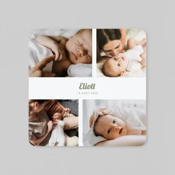 Carte Remerciement Naissance Classique^Planet cards Multi-Photo et Bandeau