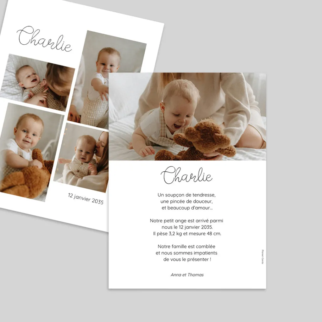 Faire-part Naissance Fille | Faire-part Naissance Garçon^Planet cards Multi-Photo et Jolie Typo