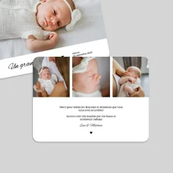 Carte Remerciement Naissance Classique^Planet cards Multiphoto et petit Coeur