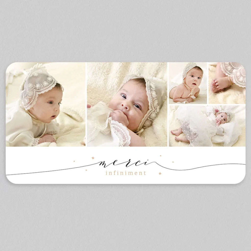 Carte Remerciement Baptême Garçon^Planet cards Multiphoto étoilé