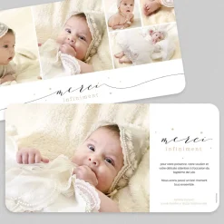 Carte Remerciement Baptême Garçon^Planet cards Multiphoto étoilé