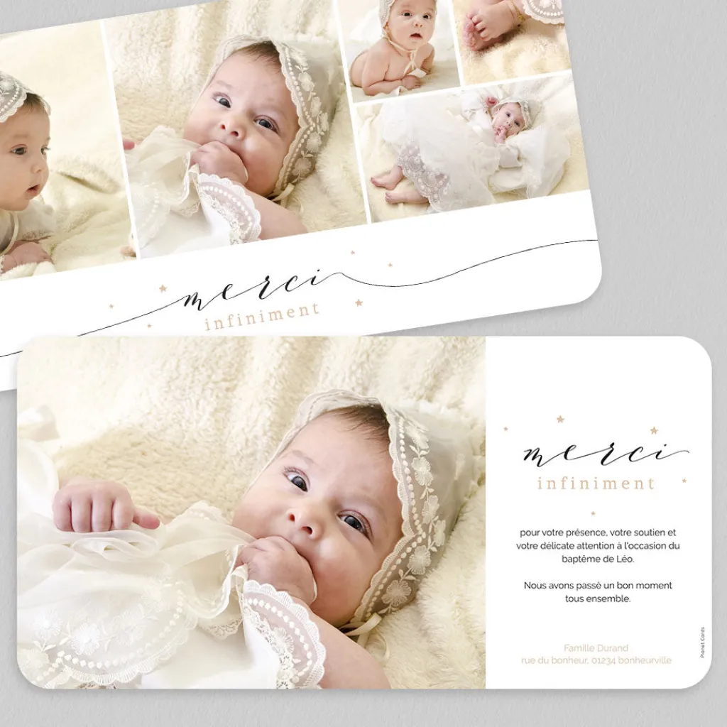 Carte Remerciement Baptême Garçon^Planet cards Multiphoto étoilé